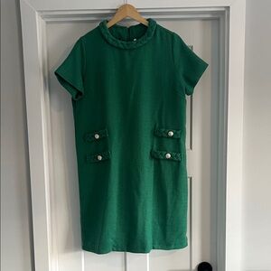 Green Short Sleeve Dress with Pocket like design - 126